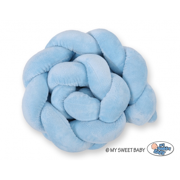 Bettschlange Zopfmuster minky 180cm - Kopfschutz für Babybett Jungs blau