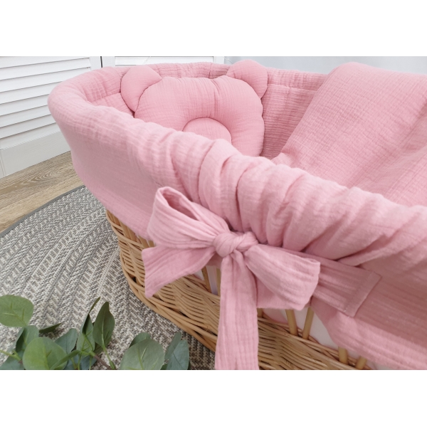Bettset aus Musselin Rosa für Stubenwagen ohne Himmel