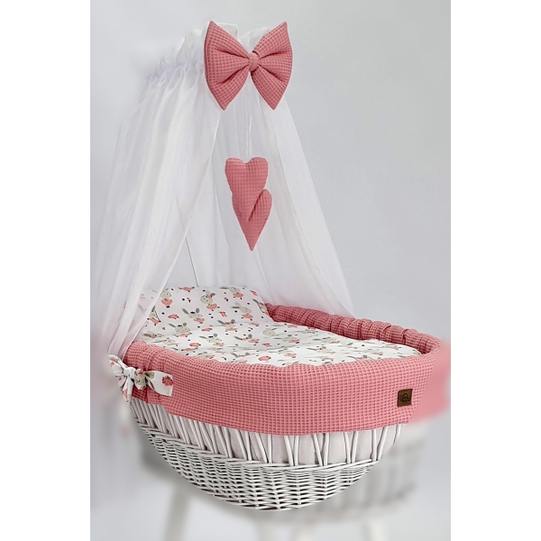 Bettset für Stubenwagen mit Himmel Rosa