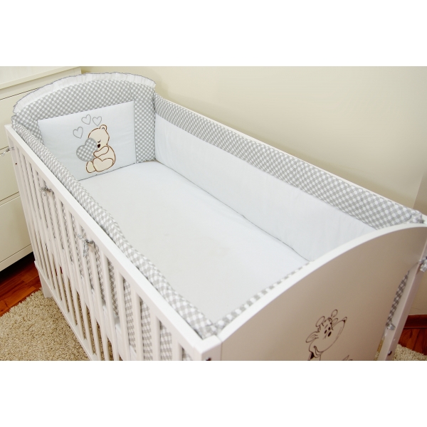 Bettumrandung für Babybett 140x70 cm Grau Weiß