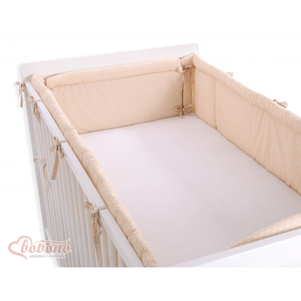 Bettumrandung Babybett XXL- Hängende Herzen Beige-Punktmuster