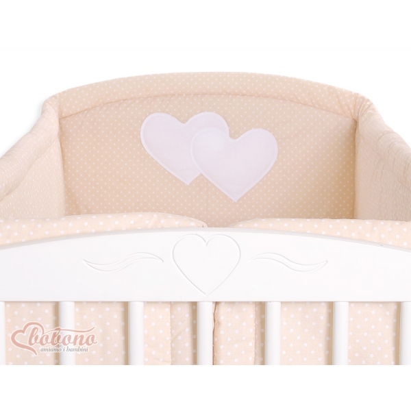 Bettumrandung Babybett XXL- Hängende Herzen Beige-Punktmuster