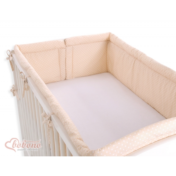 Bettumrandung Babybett XXL- Hängende Herzen Beige-Punktmuster