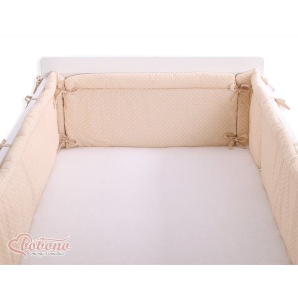 Bettumrandung Babybett XXL- Hängende Herzen Beige-Punktmuster