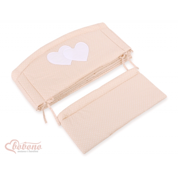 Bettumrandung Babybett XXL- Hängende Herzen Beige-Punktmuster