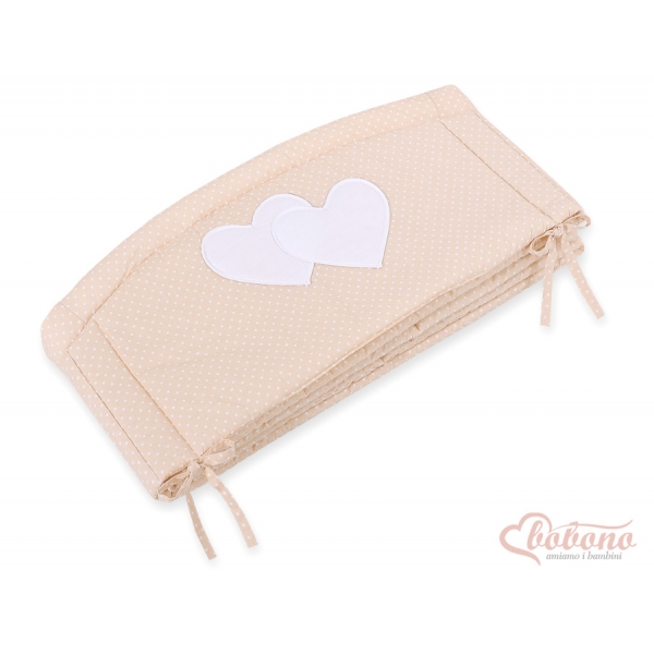 Bettumrandung Babybett XXL- Hängende Herzen Beige-Punktmuster