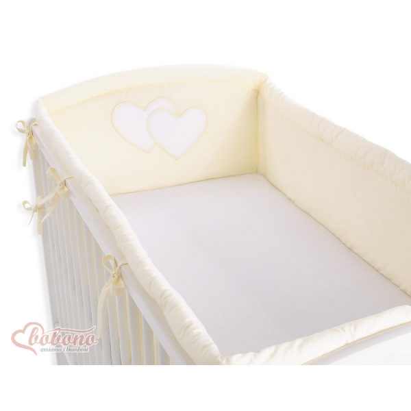 Bettumrandung Babybett XXL- Hängende Herzen creme