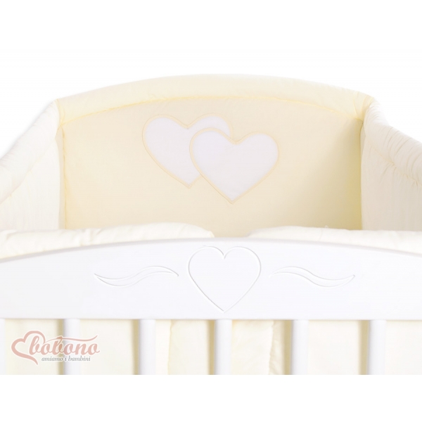 Bettumrandung Babybett XXL- Hängende Herzen creme
