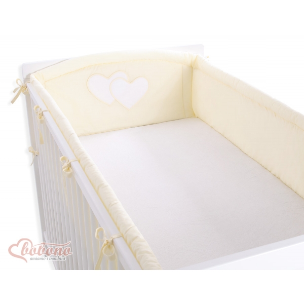 Bettumrandung Babybett XXL- Hängende Herzen creme