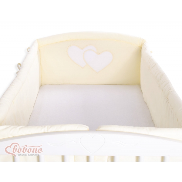 Bettumrandung Babybett XXL- Hängende Herzen creme