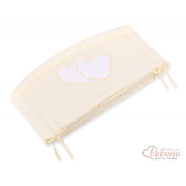 Bettumrandung Babybett XXL- Hängende Herzen creme