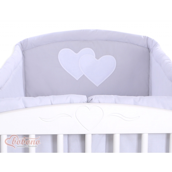 Bettumrandung Baby XXL- Hängende Herzen grau