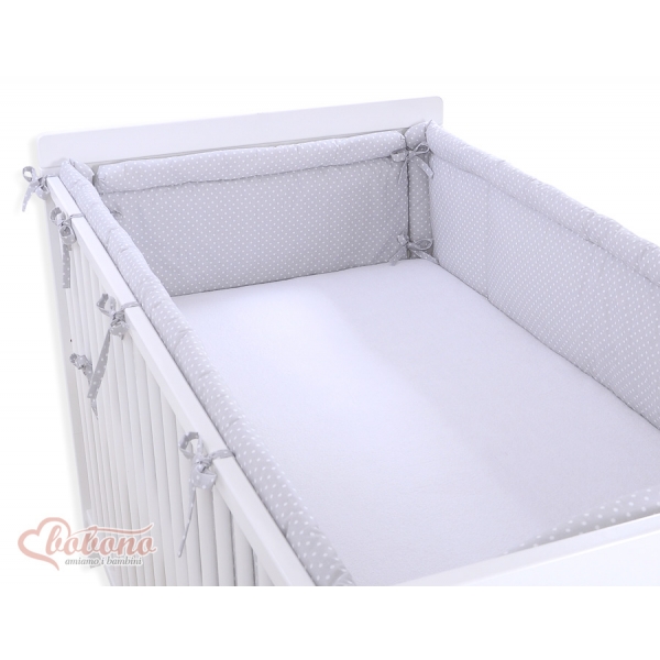 Bettumrandung Baby XXL- Hängende Herzen Grau-Punktmuster