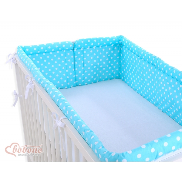 Bettumrandung Babybett XXL- Hängende Herzen Türkis-Punktmuster