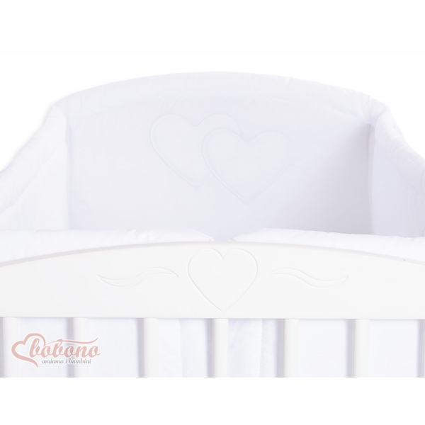 Bettumrandung Babybett XXL- Hängende Herzen weiss