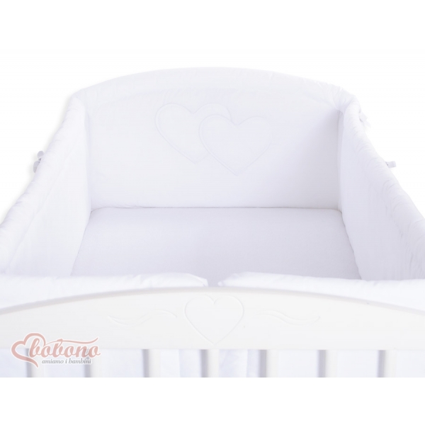 Bettumrandung Babybett XXL- Hängende Herzen weiss