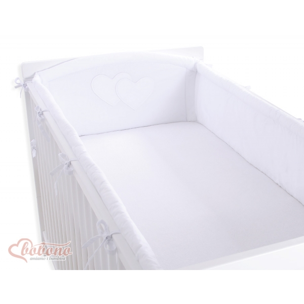 Bettumrandung Babybett XXL- Hängende Herzen weiss