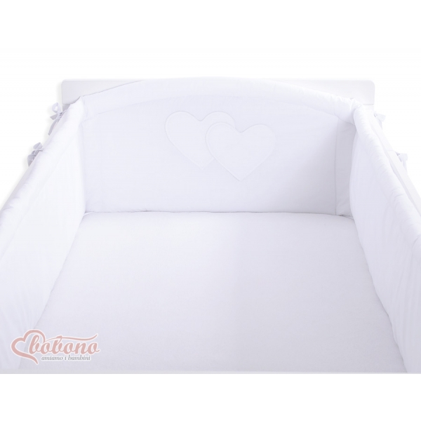 Bettumrandung Babybett XXL- Hängende Herzen weiss