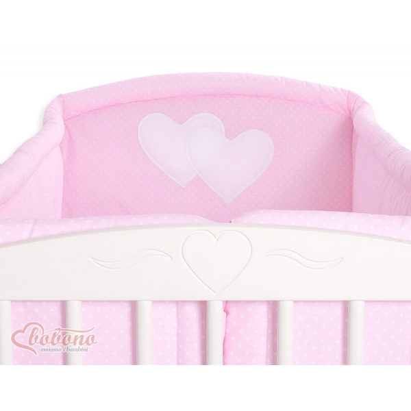 Bettumrandung Baby XXL - Hängende Herzen Rosa-Punktmuster