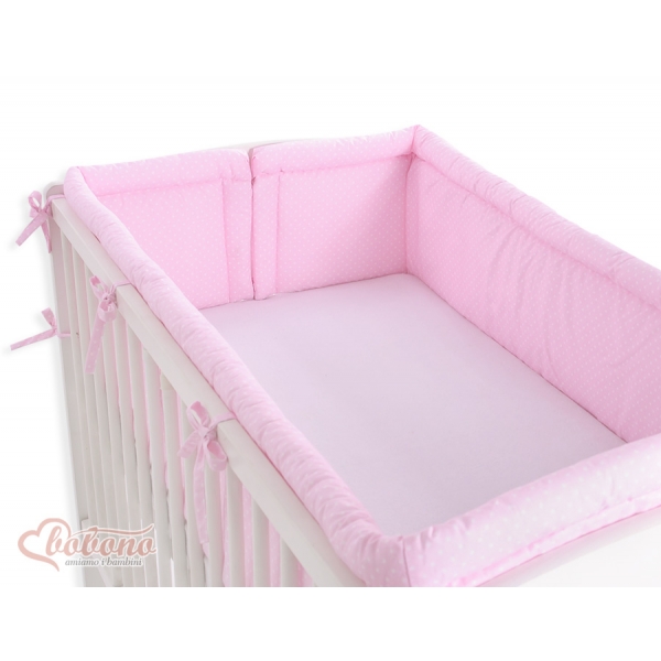 Bettumrandung Baby XXL - Hängende Herzen Rosa-Punktmuster