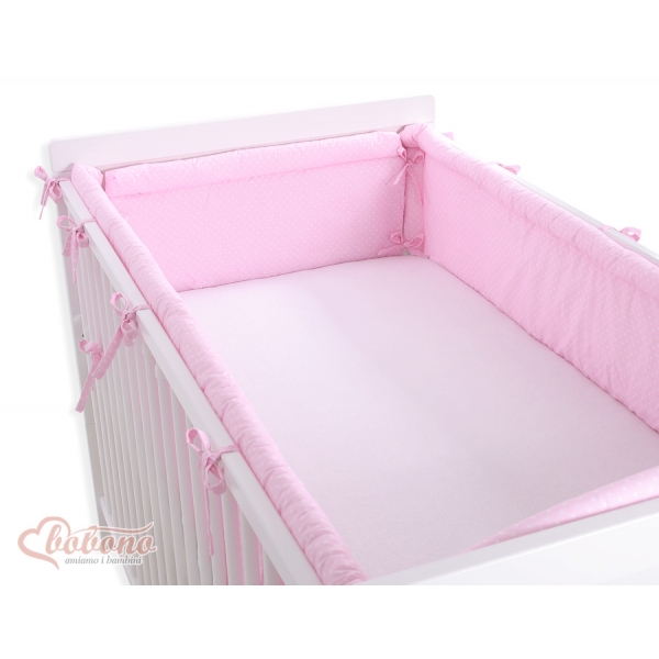 Bettumrandung Baby XXL - Hängende Herzen Rosa-Punktmuster