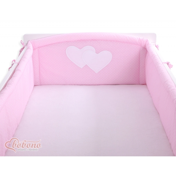 Bettumrandung Baby XXL - Hängende Herzen Rosa-Punktmuster