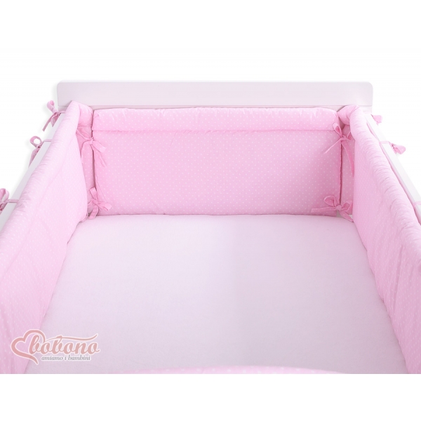 Bettumrandung Baby XXL - Hängende Herzen Rosa-Punktmuster