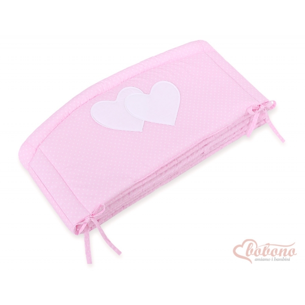 Bettumrandung Baby XXL - Hängende Herzen Rosa-Punktmuster