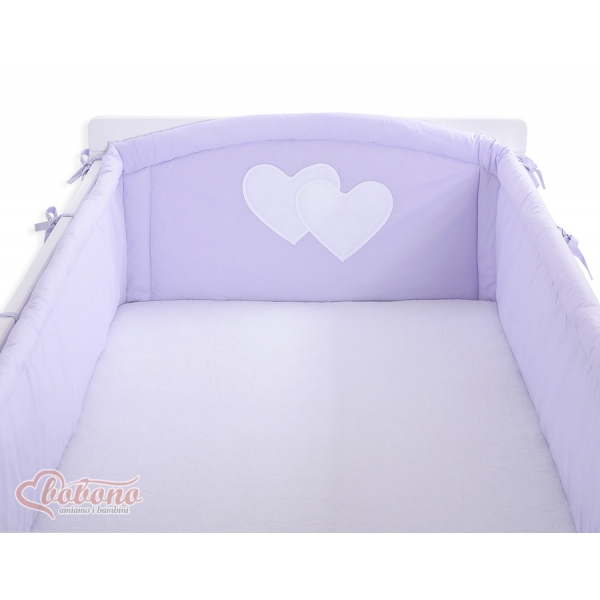Bettumrandung XXL für Babybett - Hängende Herzen lila