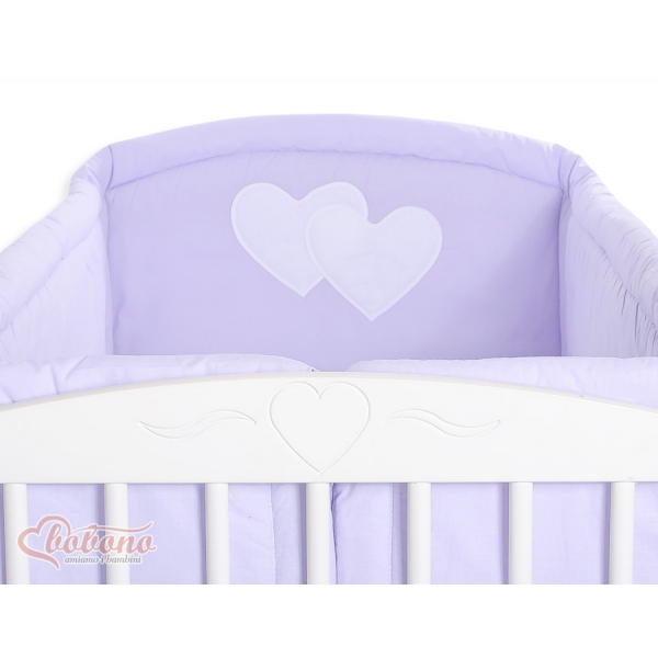 Bettumrandung XXL für Babybett - Hängende Herzen lila