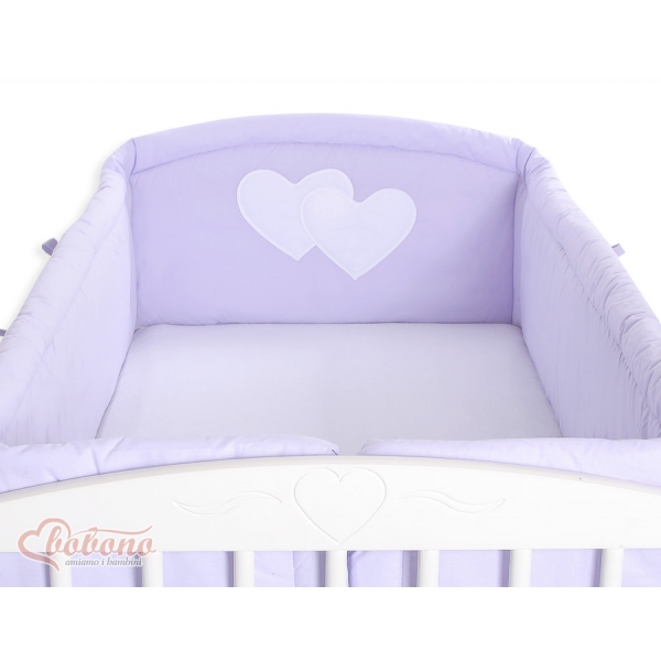 Bettumrandung XXL für Babybett - Hängende Herzen lila