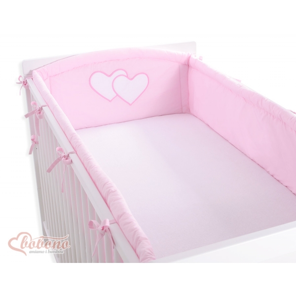 Bettumrandung XXL für Gitterbett- Hängende Herzen rosa