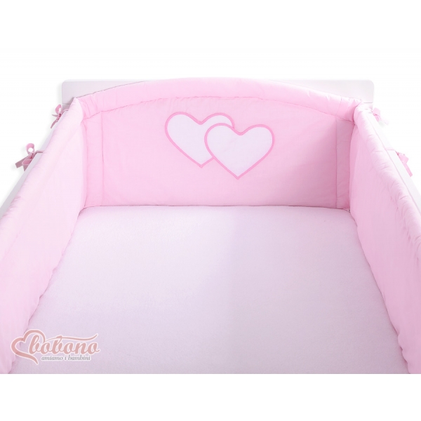 Bettumrandung XXL für Gitterbett- Hängende Herzen rosa