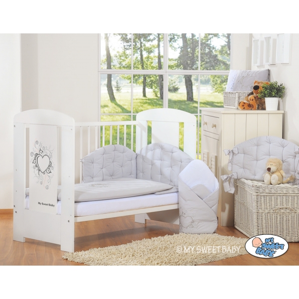 Bettwäsche 90x120 100x135 Set für Babybett 3-tlg - Chic grau