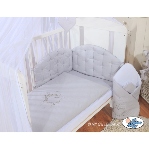 Bettwäsche 90x120 100x135 Set für Babybett 3-tlg - Chic grau