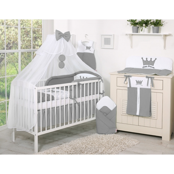Baby Bettwäsche Set 11-tlg - Little Prince/Princess anthrazit