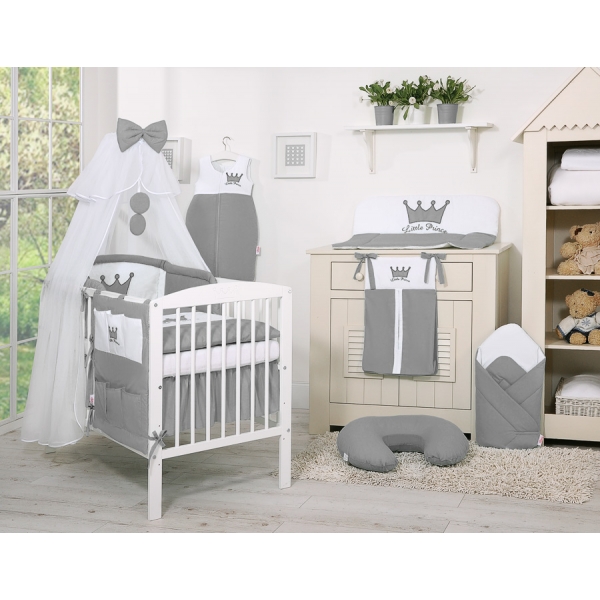Baby Bettwäsche Set 11-tlg - Little Prince/Princess anthrazit