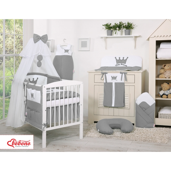 Baby Bettwäsche Set 11-tlg - Little Prince/Princess anthrazit