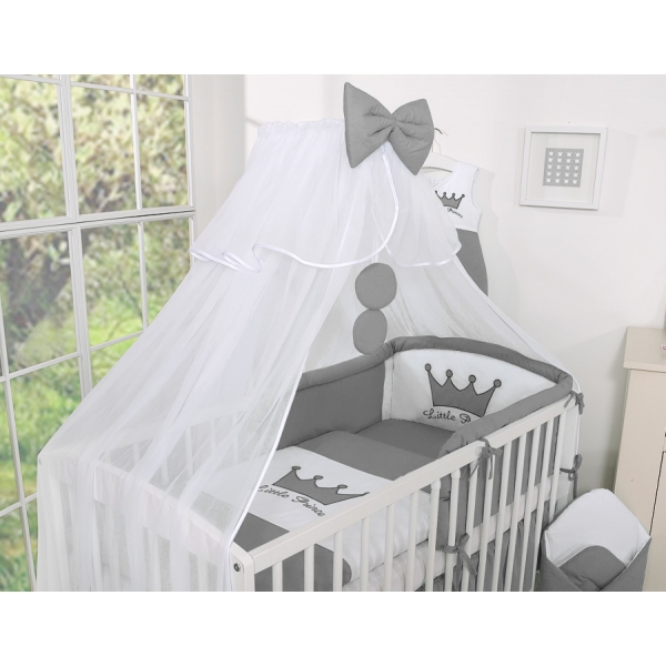 Baby Bettwäsche Set 11-tlg - Little Prince/Princess anthrazit