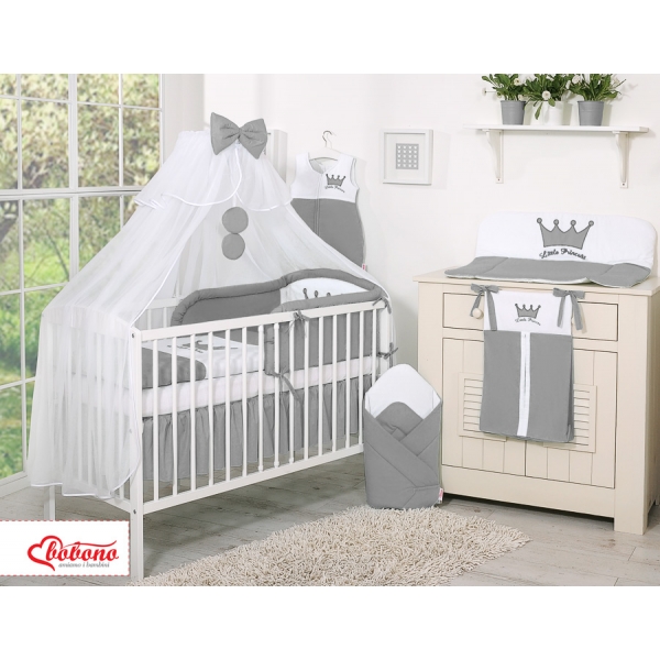 Baby Bettwäsche Set 11-tlg - Little Prince/Princess anthrazit