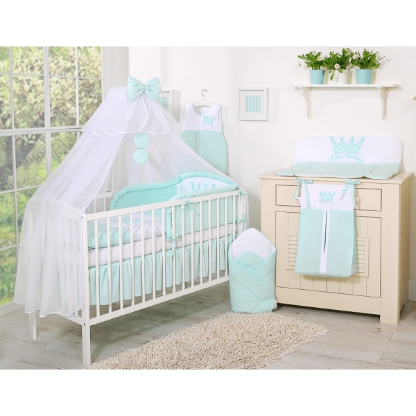 Baby Bettwäsche Set 11-tlg - Little Prince/Princess minze
