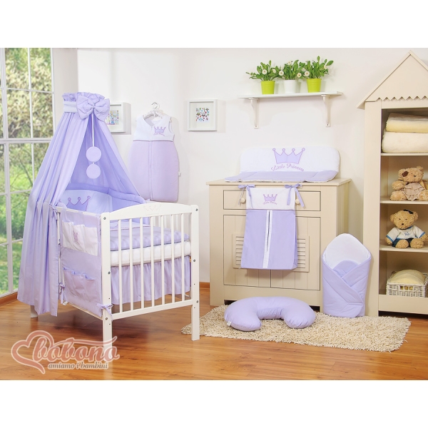 Babybett Bettwäsche Set 11-tlg mit Himmel - Little Prince/Princess lilac