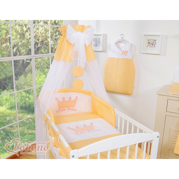 Babybett Bettwäsche Set 11-tlg mit Himmel - Little Prince/Princess pfirsich