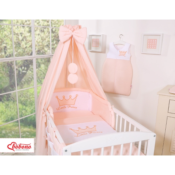 Babybett Bettwäsche Set 11-tlg mit Himmel - Little Prince/Princess pudderrosa