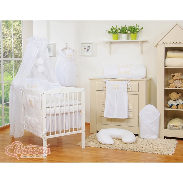 Babybett Bettwäsche Set 11-tlg mit Himmel - Little Prince/Princess weiß