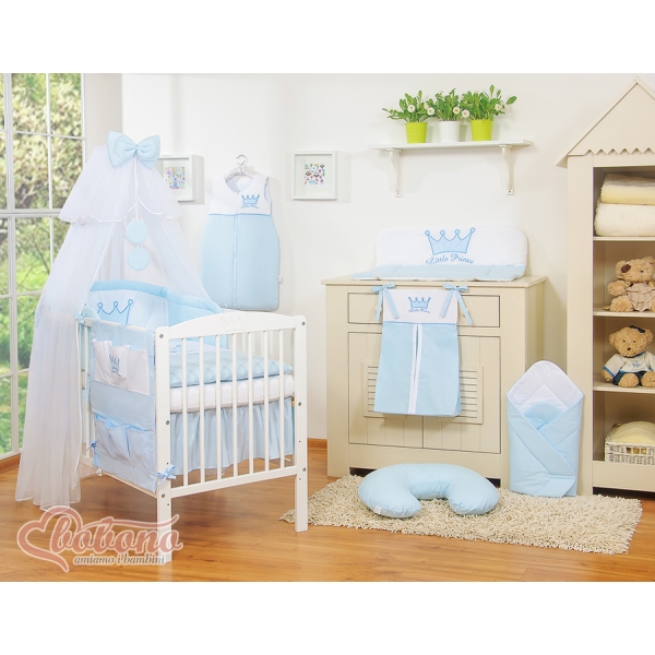 Bettwäsche Set 11-tlg mit Moskitonetz - Little Prince/Princess blau