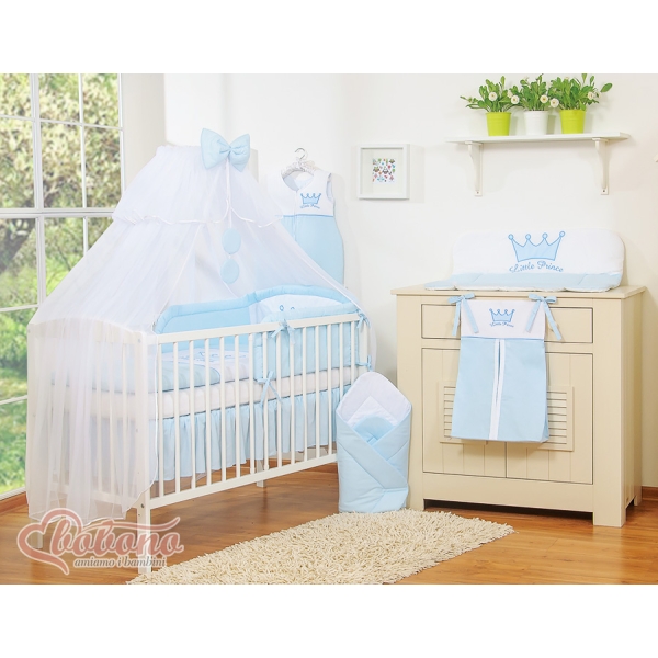 Bettwäsche Set 11-tlg mit Moskitonetz - Little Prince/Princess blau