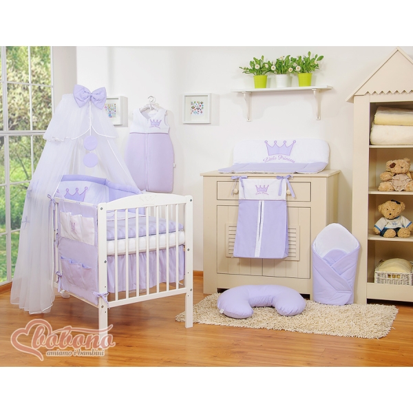 Bettwäsche Set 11-tlg mit Moskitonetz - Little Prince/Princess lila