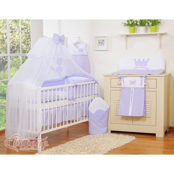 Bettwäsche Set 11-tlg mit Moskitonetz - Little Prince/Princess lila