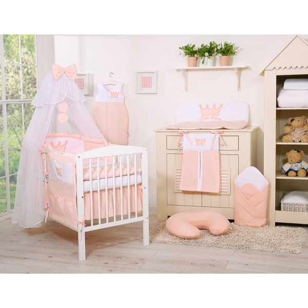 Bettwäsche Set 11-tlg mit Moskitonetz - Little Prince/Princess puderrosa